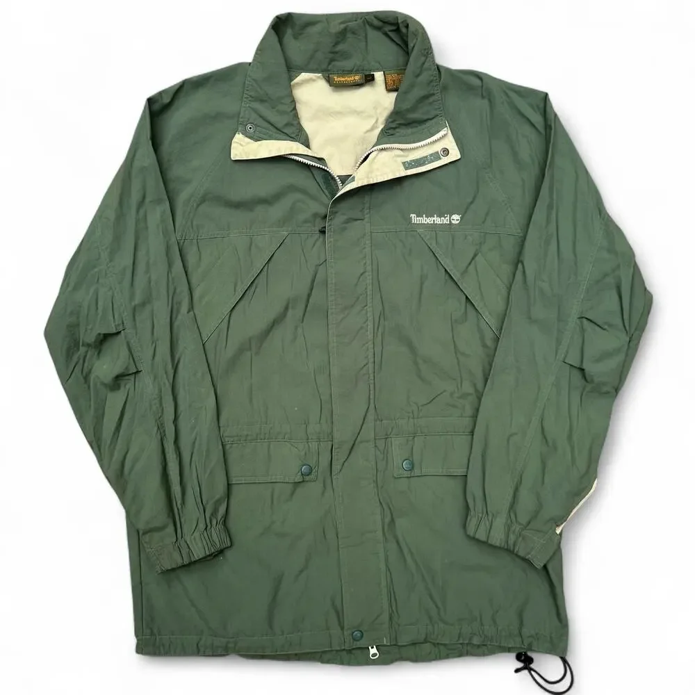Vintage Y2K Timberland Weathergear Lightweight Jacket Green Parka Windbreaker L